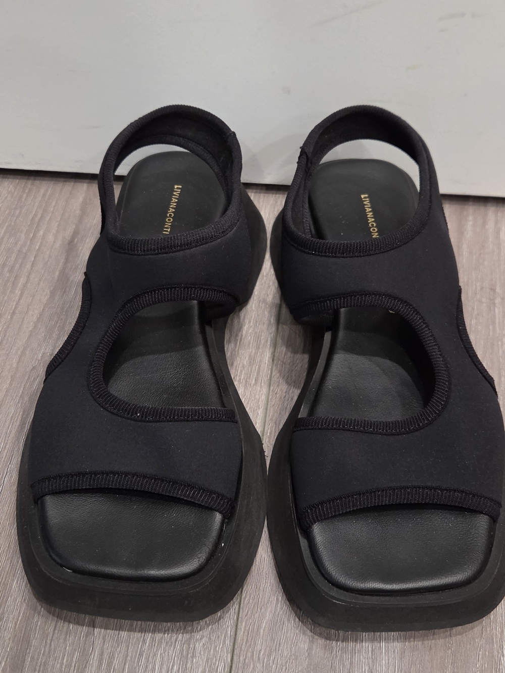 Black Open-Toe Slingback Sandals
